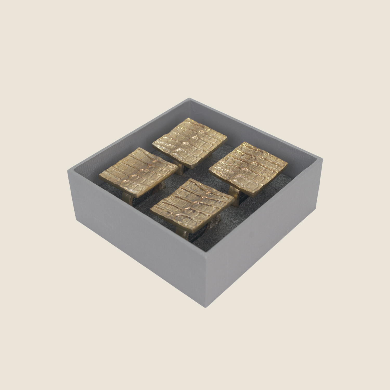 Square-Patterned Leather Napkin Ring