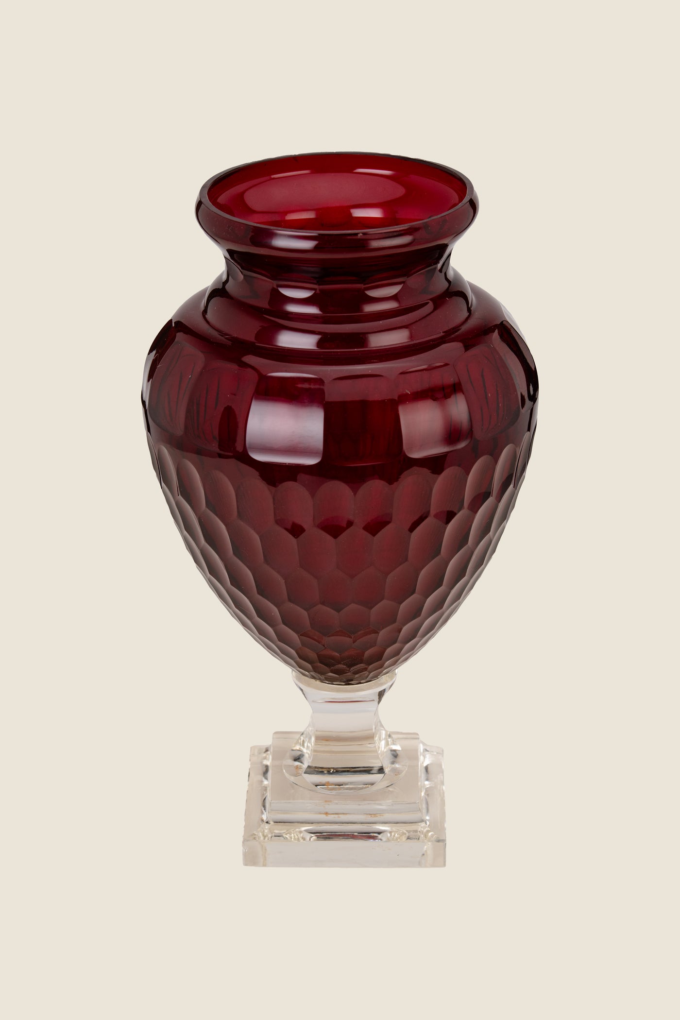 Garnet diamond cut vase