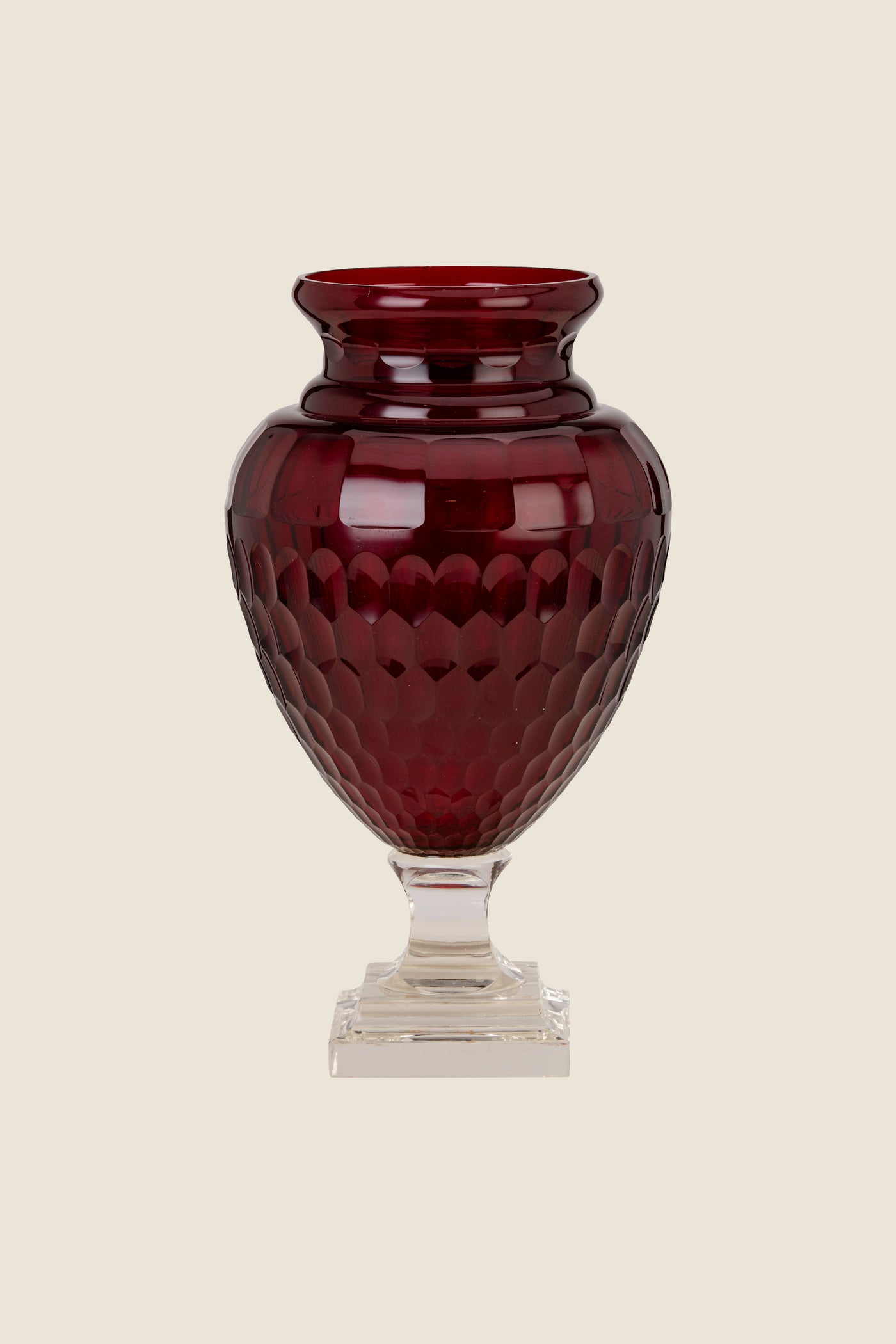 Garnet diamond cut vase