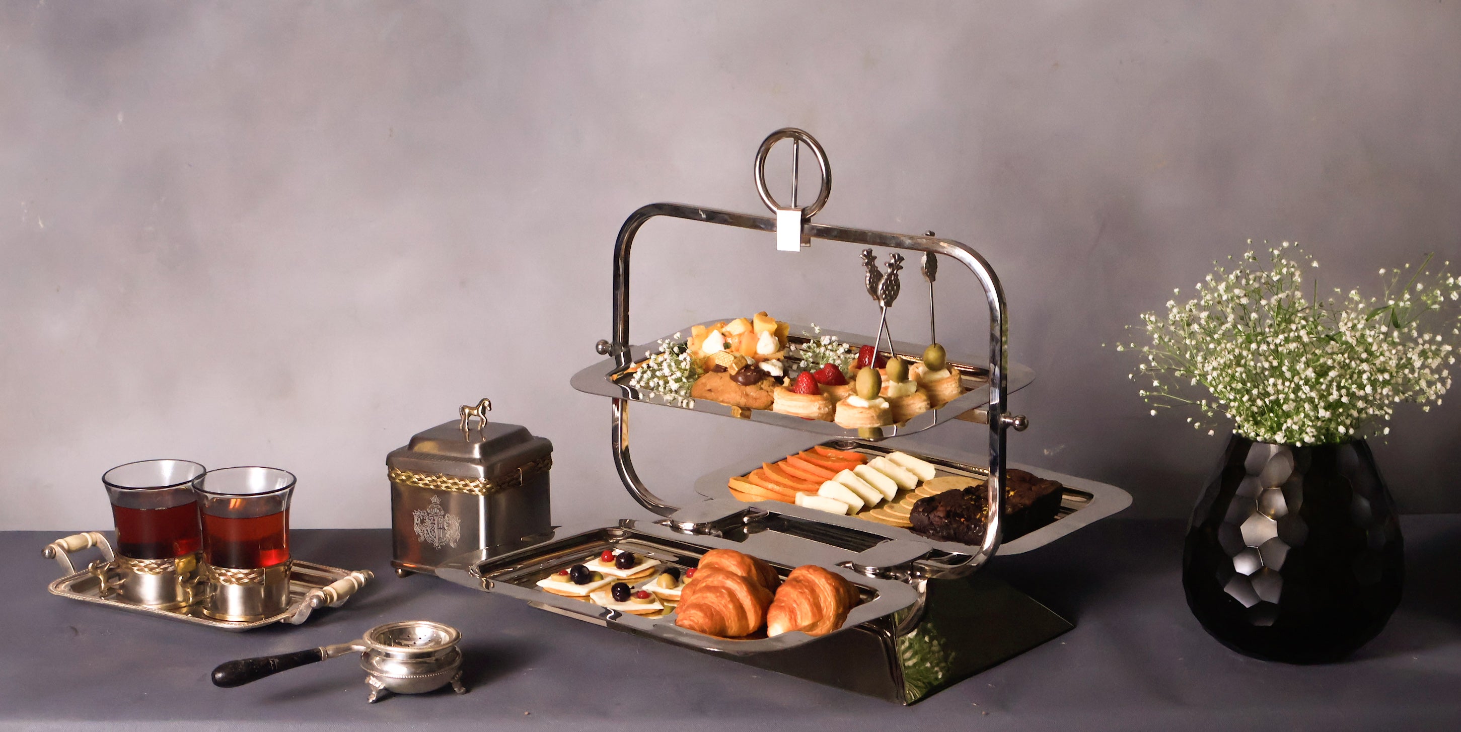 Foldable Three - tier server stand