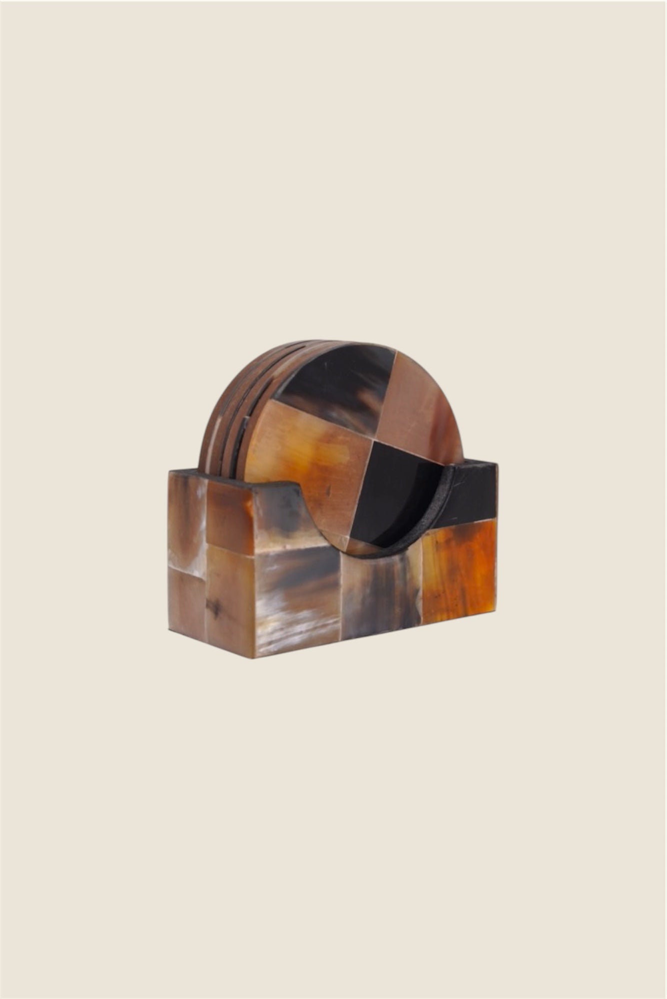 EBONY IVORY HORN COASTERS (SET OF 4 )