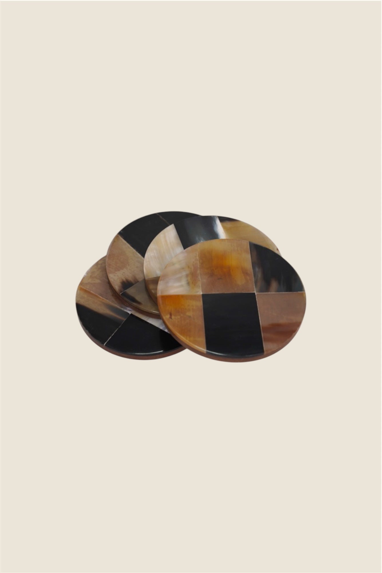 EBONY IVORY HORN COASTERS (SET OF 4 )