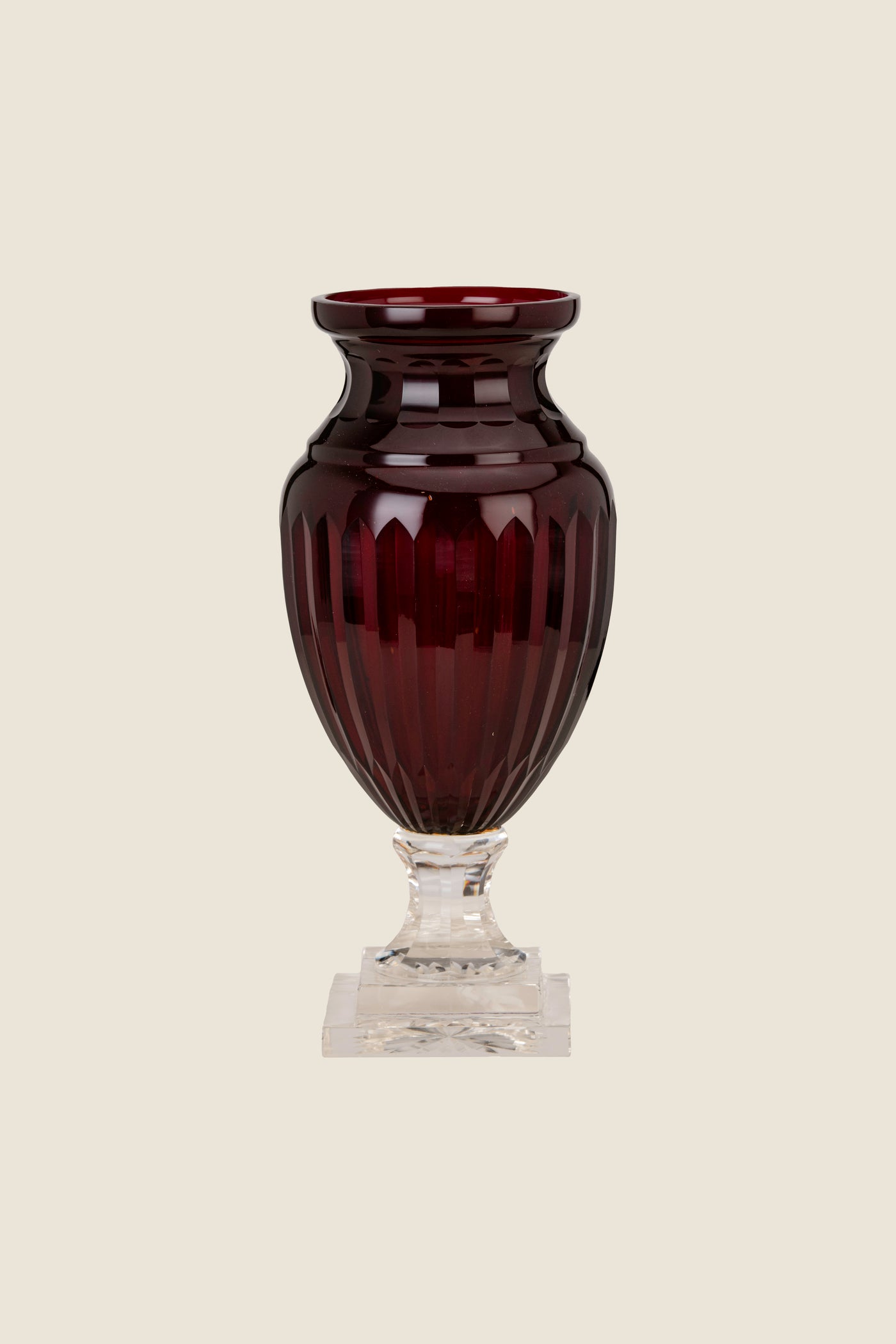 Garnet ribbed vase